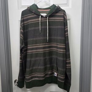 Striped Green and Brown Hoodie Beach Skater Surfer Grunge Casual Outdoors XL